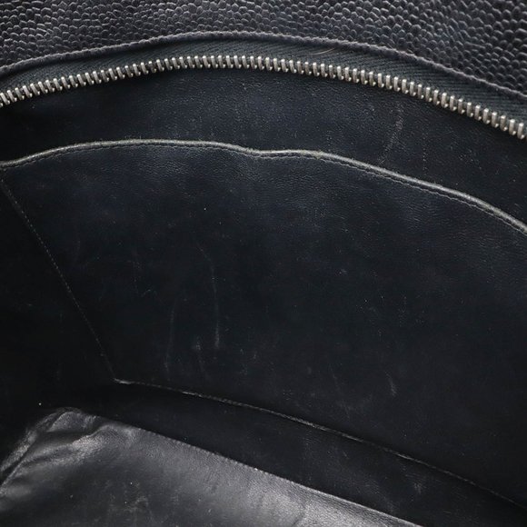 CHANEL Matelasse Coco Mark Caviar Skin Tote Bag Leather Black A01804 - Picture 7 of 10